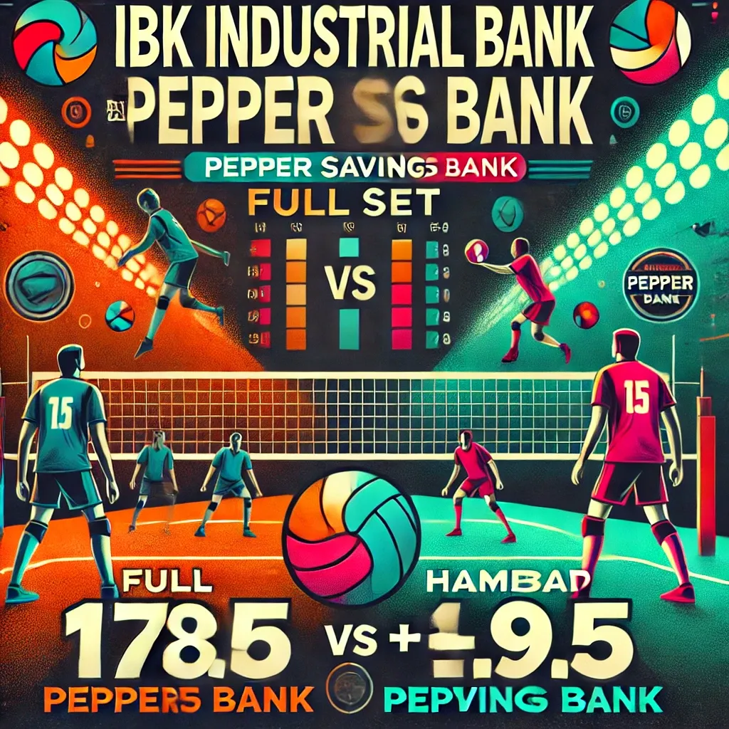 IBK 기업은행 vs 페퍼저축은행 배구 경기 분석. 178.5 오버와 핸디캡 +9.5를 포함한 배팅 정보와 배구 코트, 선수들의 역동적인 그래픽